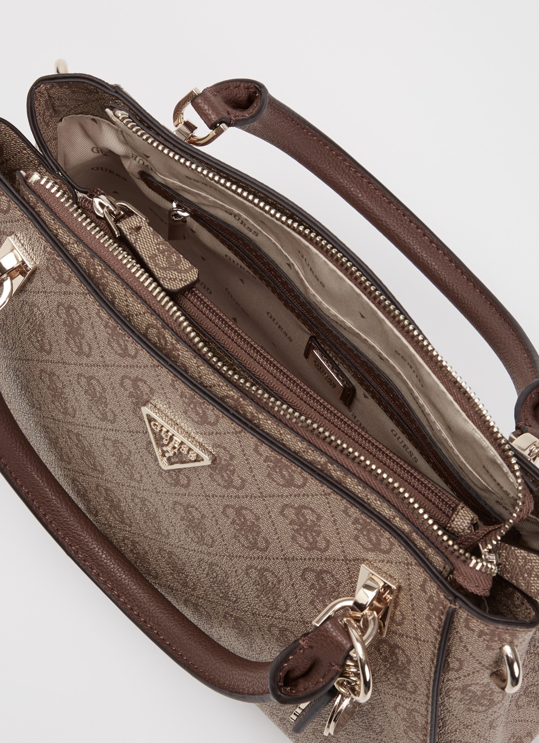 GUESS Noelle II handtas met logoprint en afneembare schouderriem - detail 5 donkerbeige