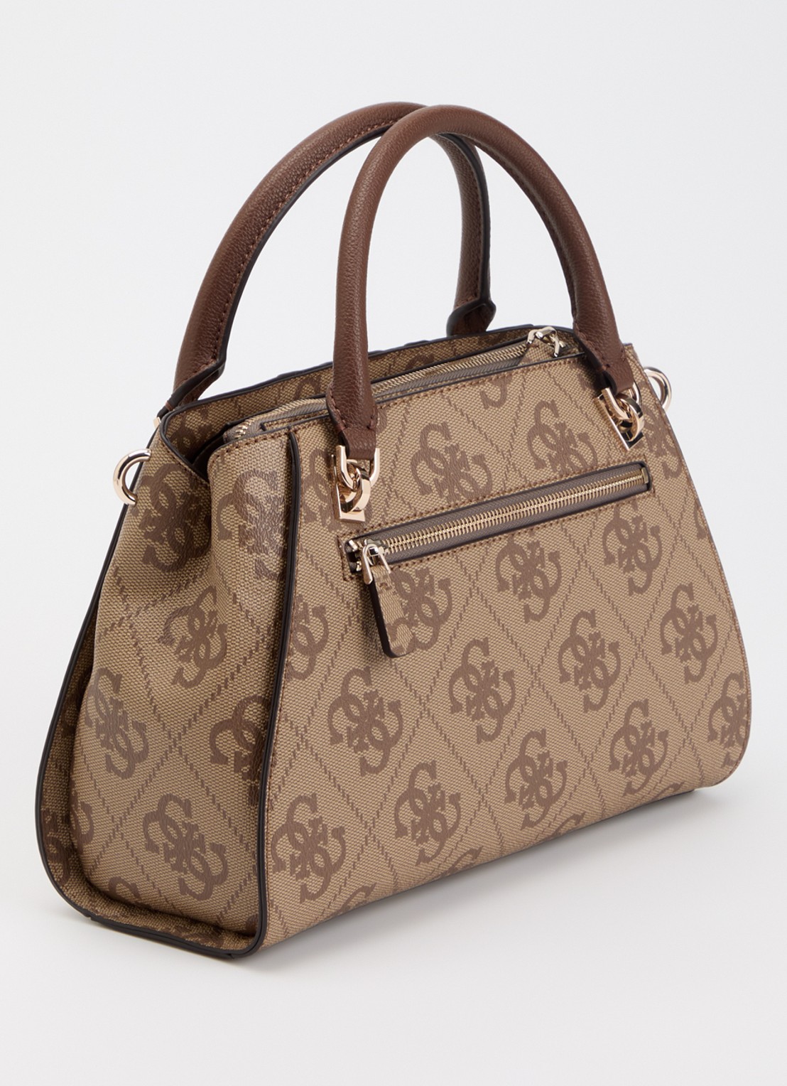 GUESS Noelle II handtas met logoprint en afneembare schouderriem - achterkant 5 lichtbruin