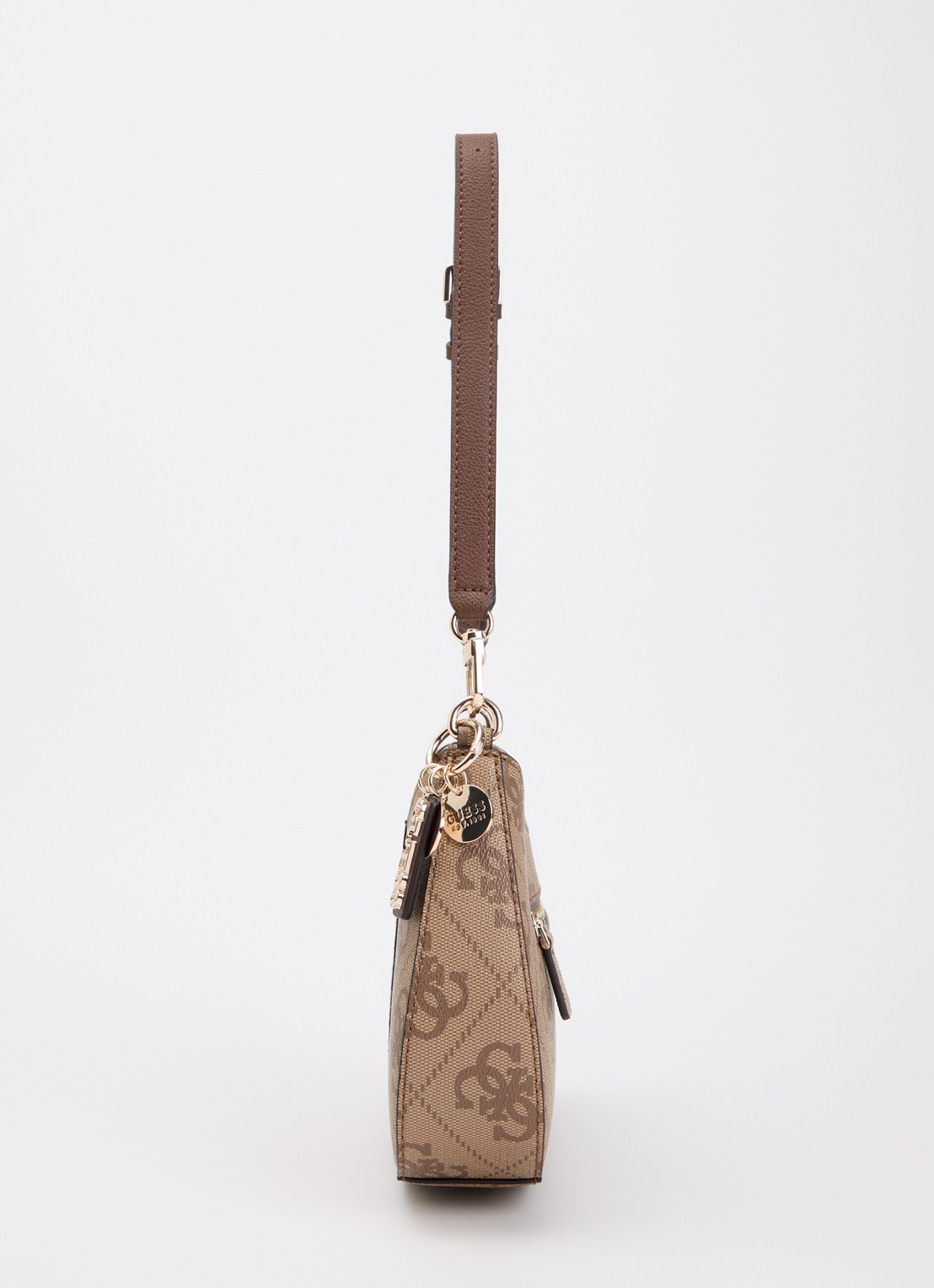 GUESS Noelle II schoudertas met logoprint en afneembare schouderriem - detail 4 lichtbruin