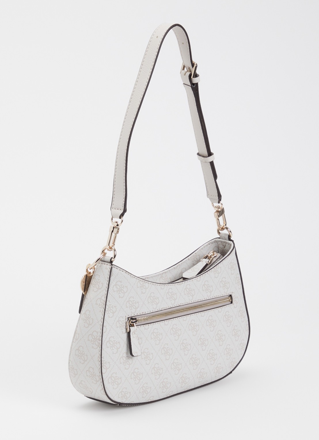 GUESS Noelle II schoudertas met logoprint en tasbedel - achterkant 5 creme