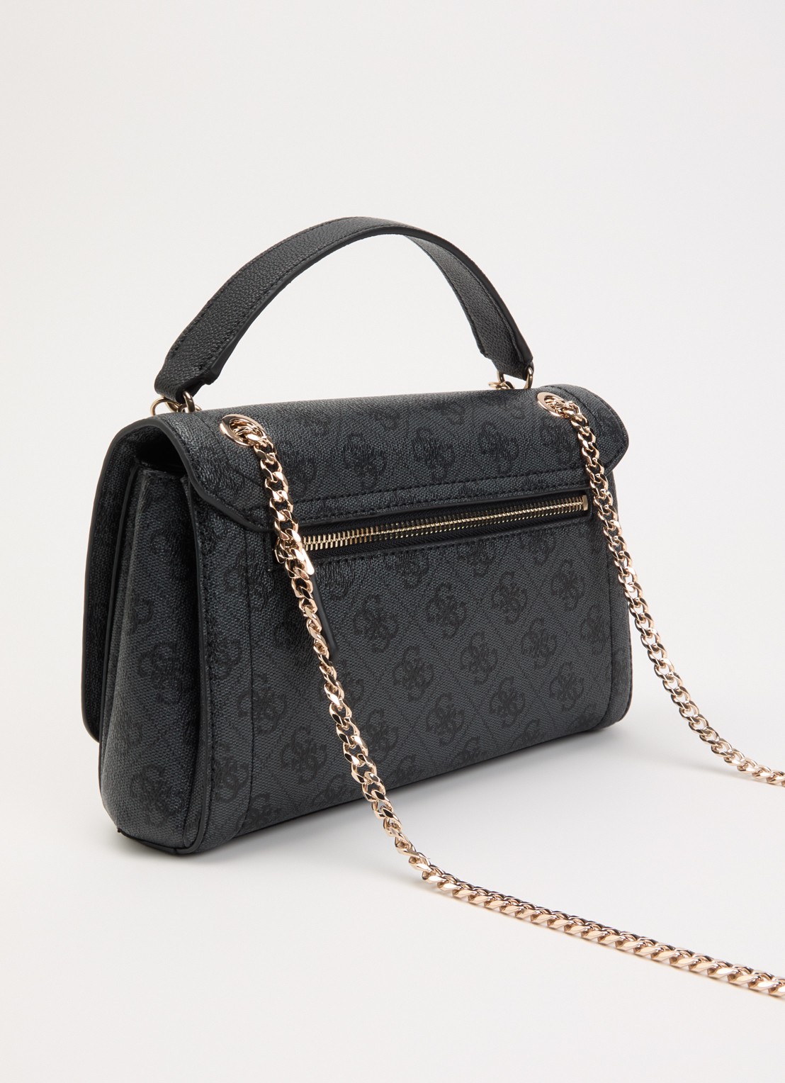 GUESS Noelle II schoudertas met logoprint en verstelbare schouderriem  - achterkant antraciet