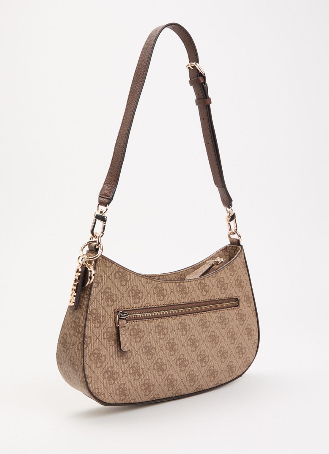 GUESS Noelle II schoudertas met logoprint - achterkant lichtbruin