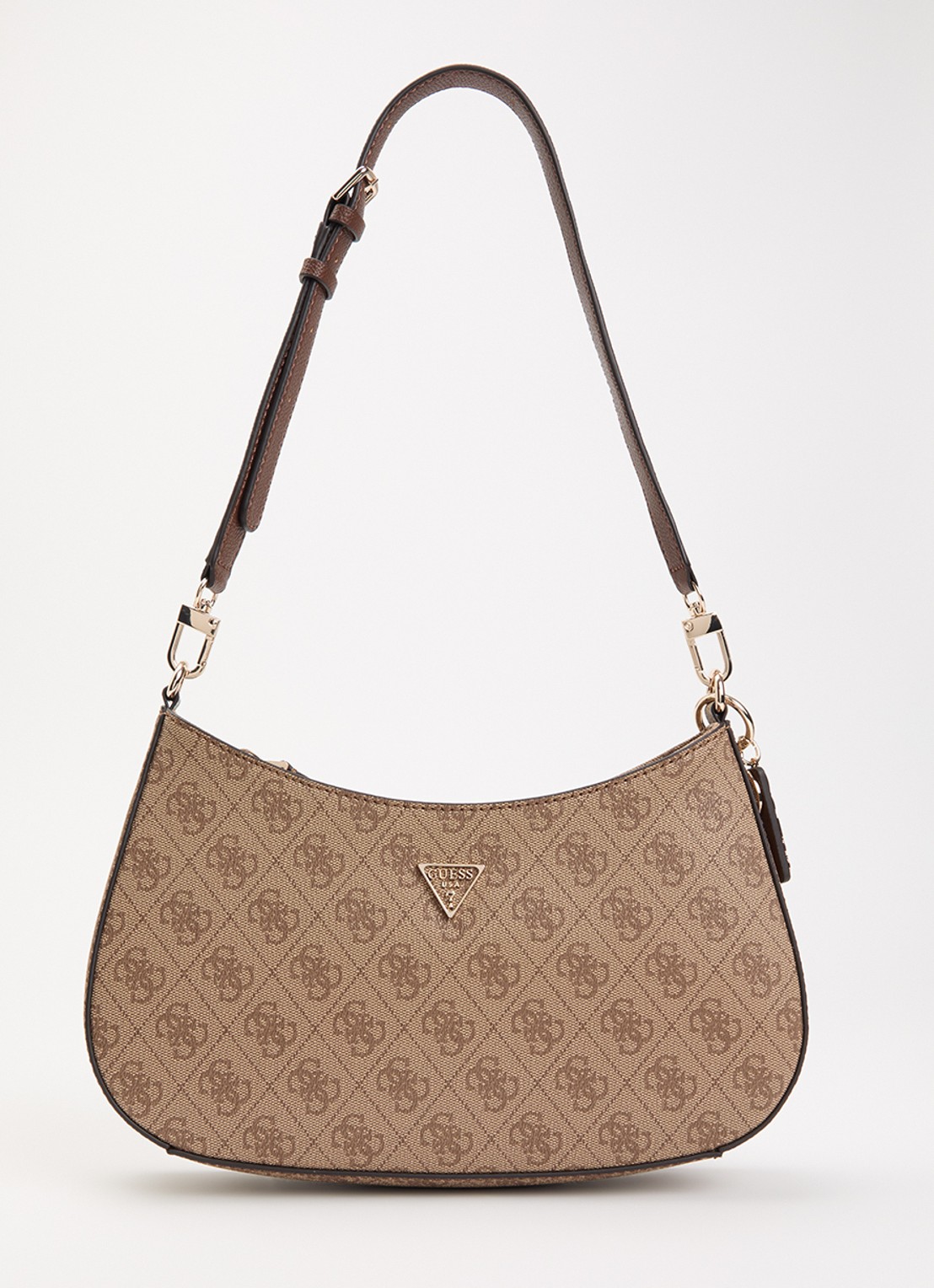 GUESS Noelle II schoudertas met logoprint - voorkant 2 lichtbruin