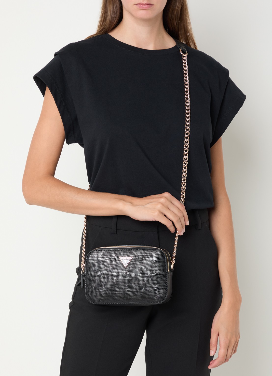 GUESS Noelle ll crossbodytas met logo - voorkant 6 zwart