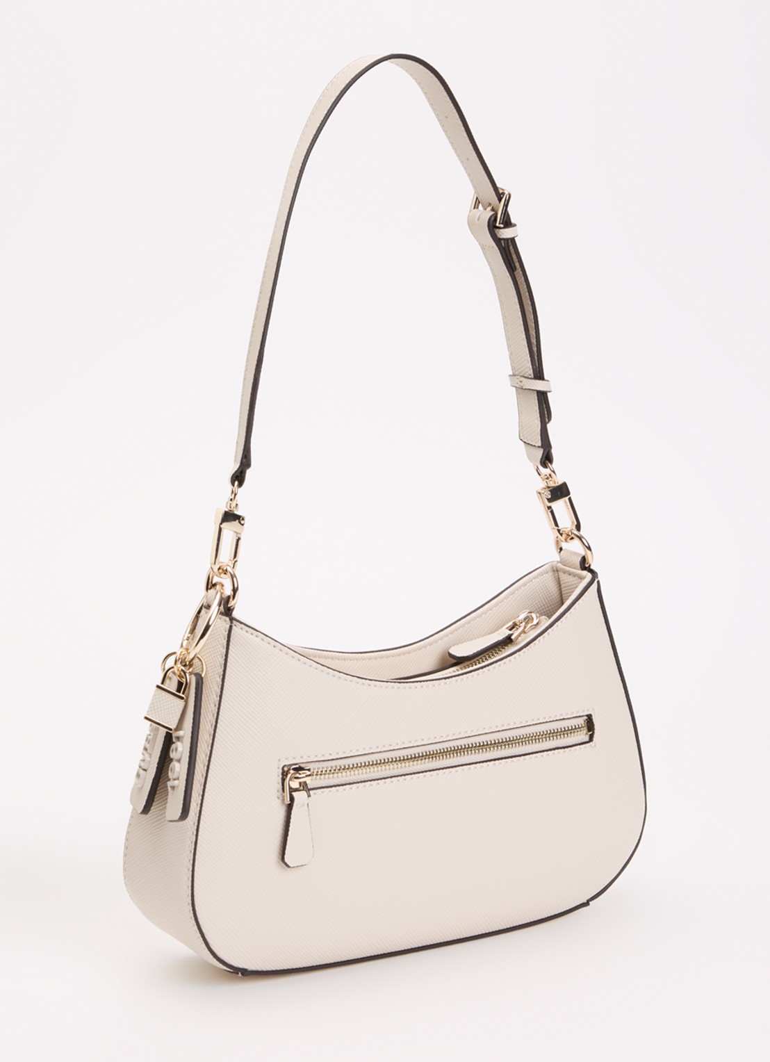 GUESS Noelle ll schoudertas met logoprint en afneembare schouderriem - achterkant gebroken wit