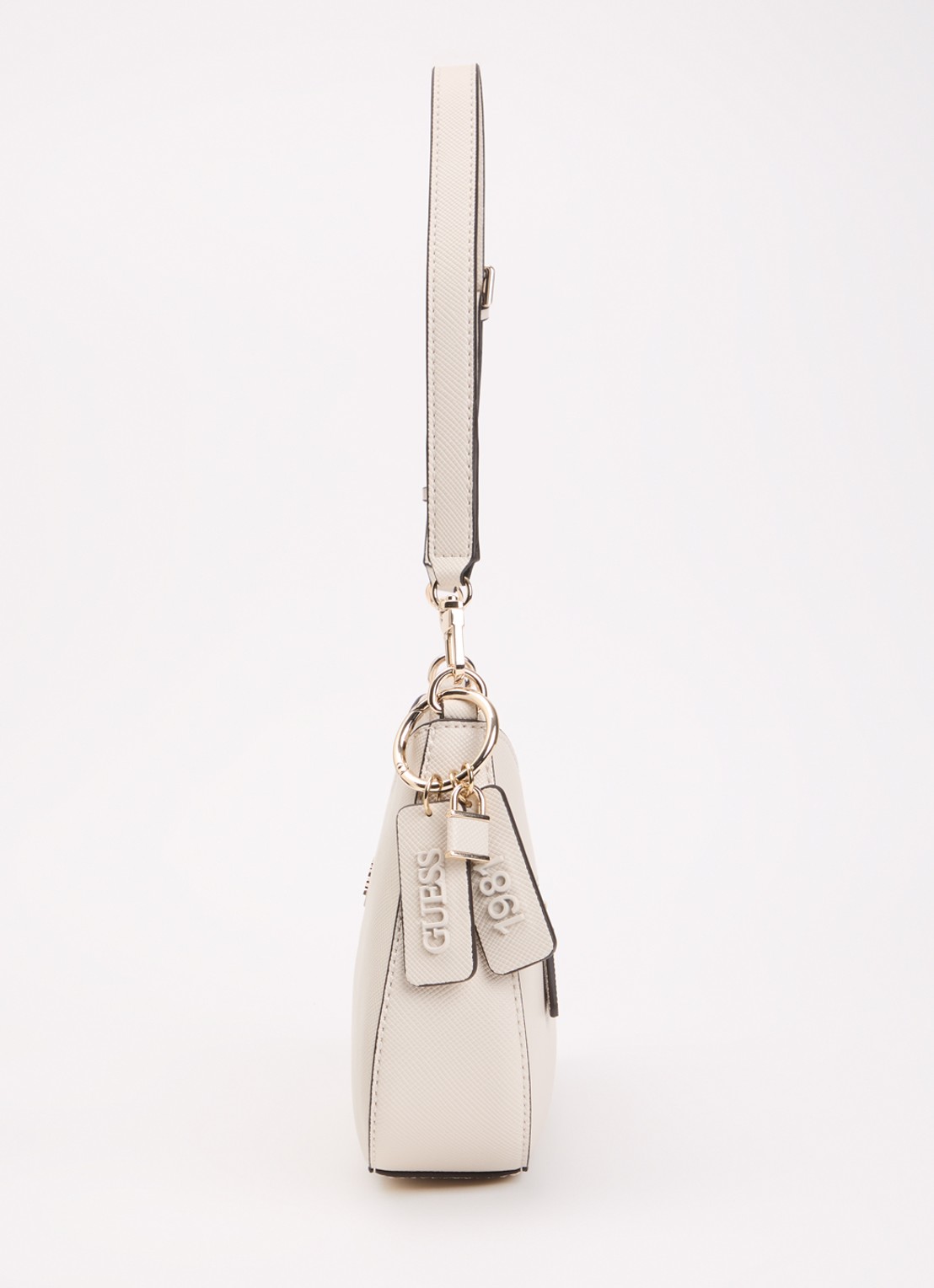 GUESS Noelle ll schoudertas met logoprint en afneembare schouderriem - detail 3 gebroken wit