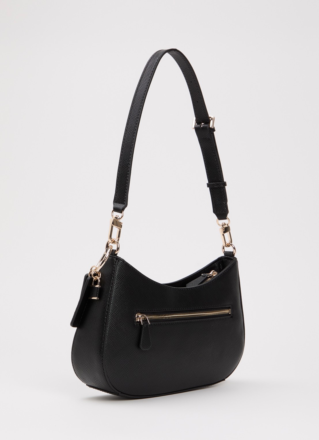 GUESS Noelle ll schoudertas met logoprint en afneembare schouderriem - achterkant zwart