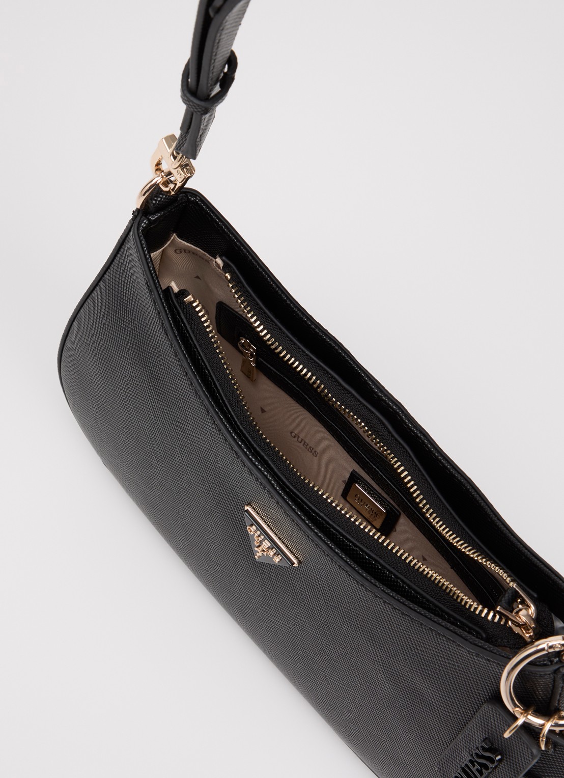 GUESS Noelle ll schoudertas met logoprint en afneembare schouderriem - detail 2 zwart