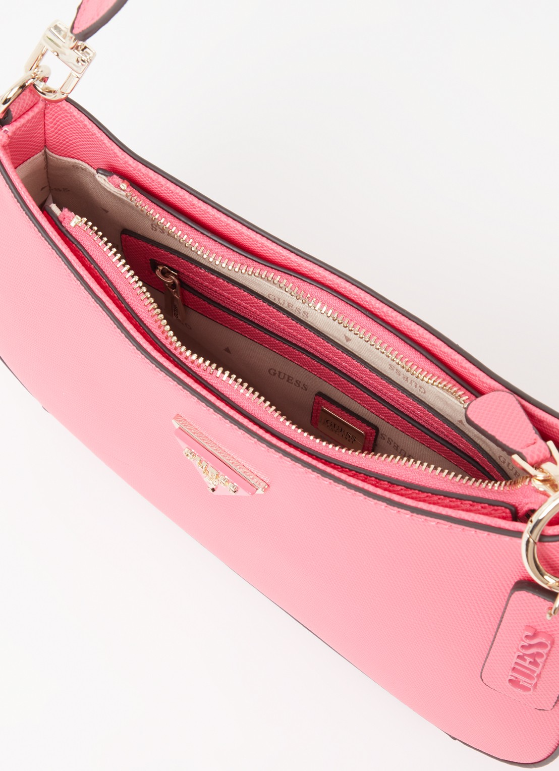 GUESS Noelle schoudertas met logo - detail 2 donkerroze