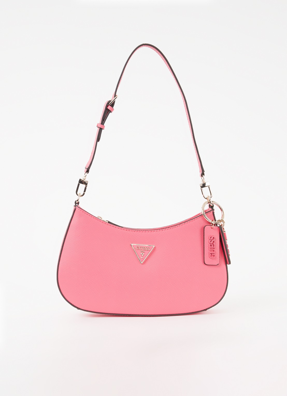 GUESS Noelle schoudertas met logo - voorkant donkerroze