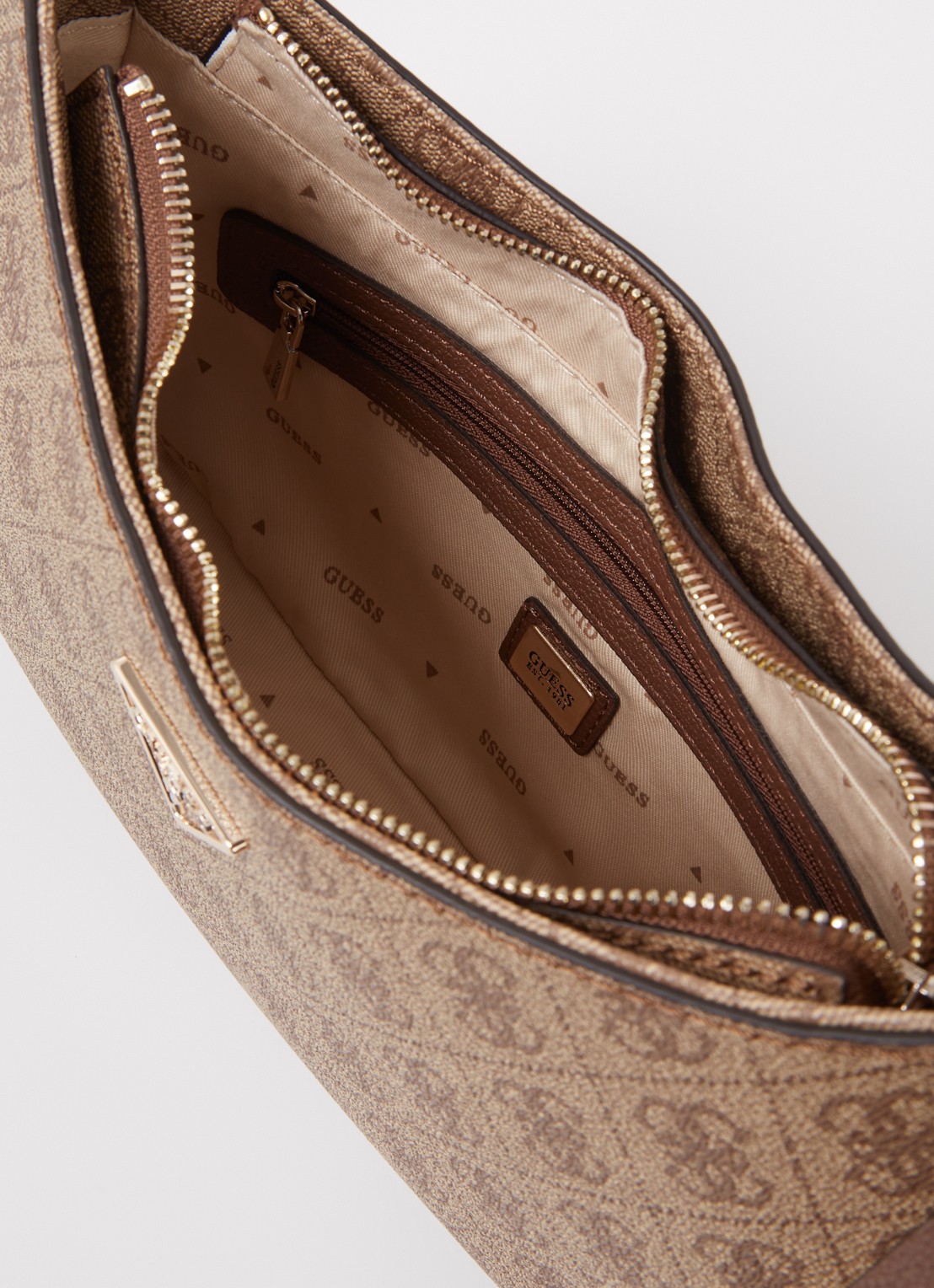 GUESS Noelle schoudertas met logo - detail 2 bruin