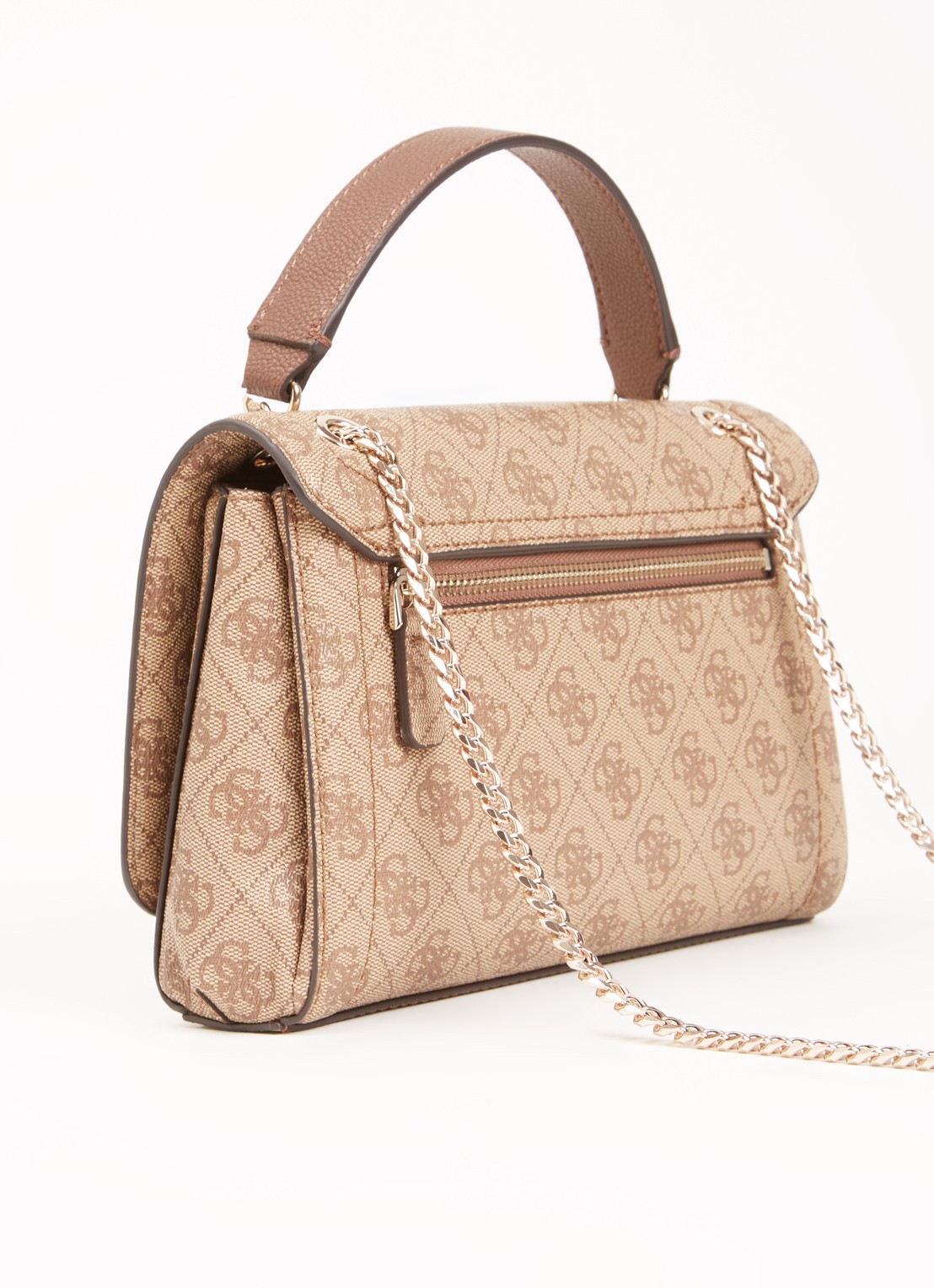 GUESS Noelle schoudertas met logoprint - achterkant 4 beige