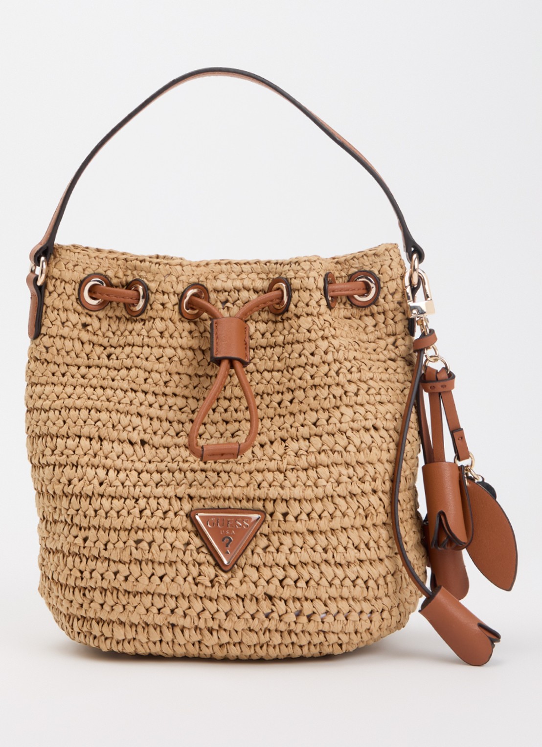 GUESS Ofelia crossbodytas met afneembare schouderriem en tasbedel - voorkant 5 camel