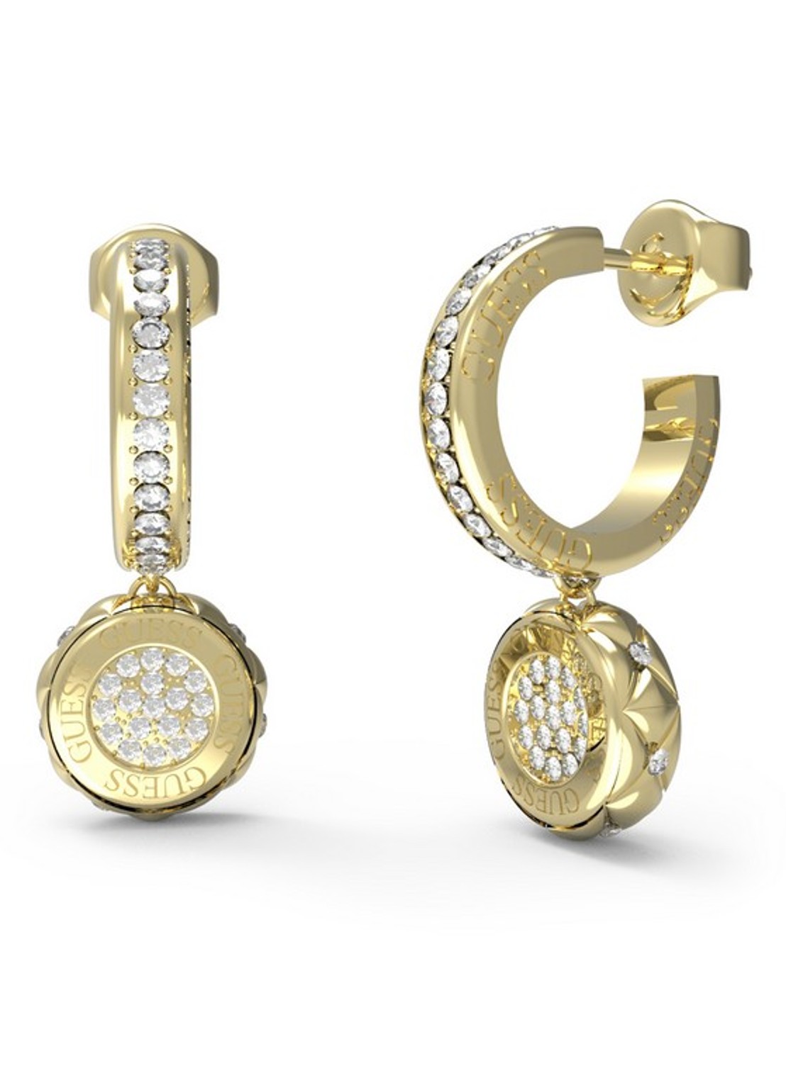 GUESS Oorringen met kristal JUBE04596JWYGT-U - voorkant goud