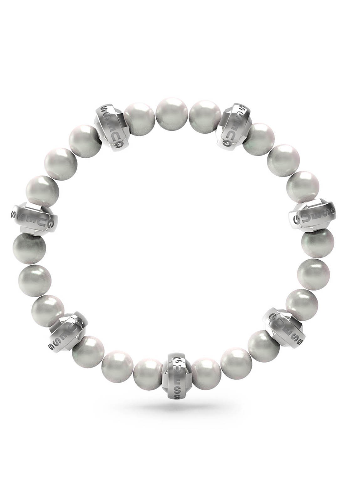 GUESS Parelarmband JUMB04069JWSTWIT-U  - voorkant zilver