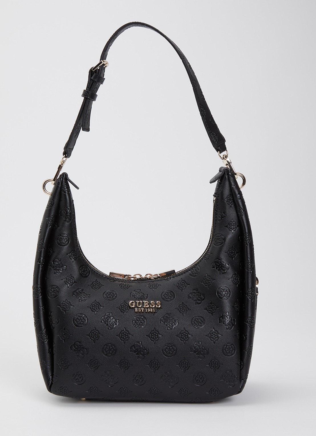 GUESS Phoebe schoudertas met logoprint - voorkant zwart