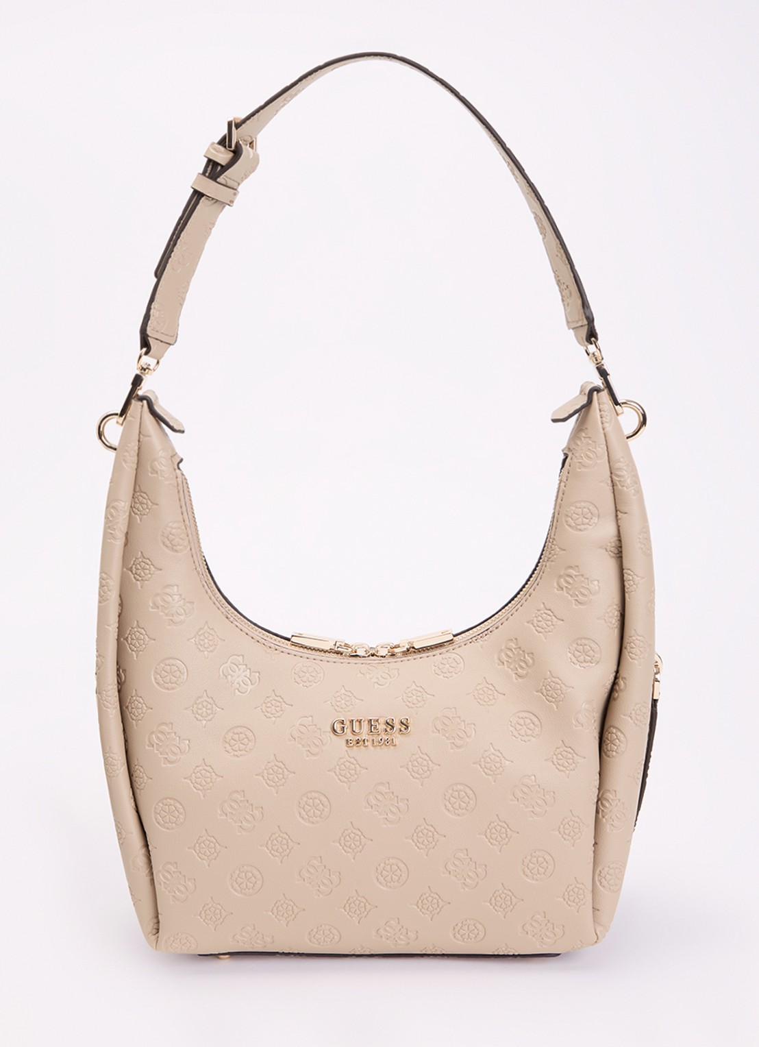 GUESS Phoebe schoudertas met logoprint - voorkant 5 beige