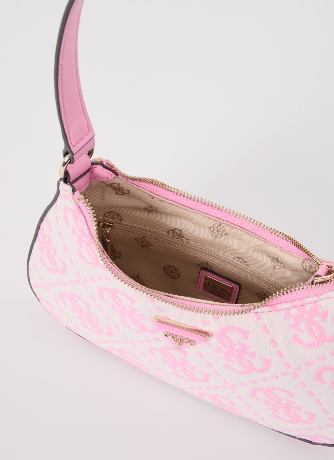 GUESS Ruma Mini schoudertas met logoprint - detail 4 roze
