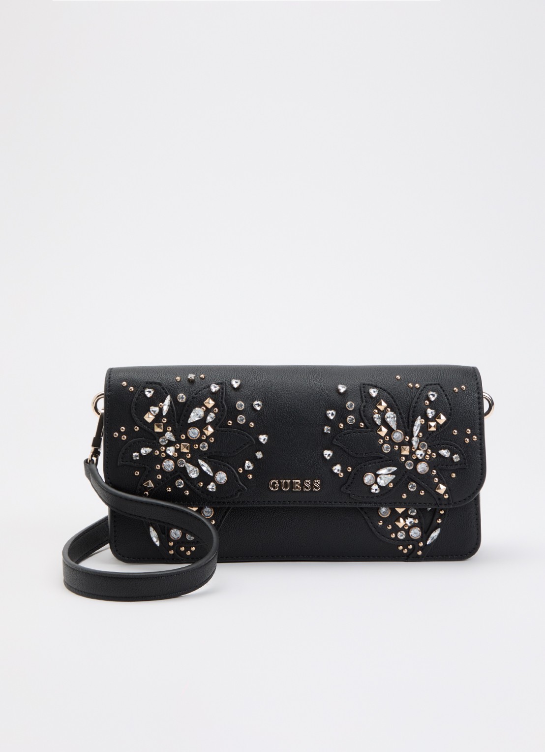 GUESS Sadie Schoudertas met strass - voorkant zwart