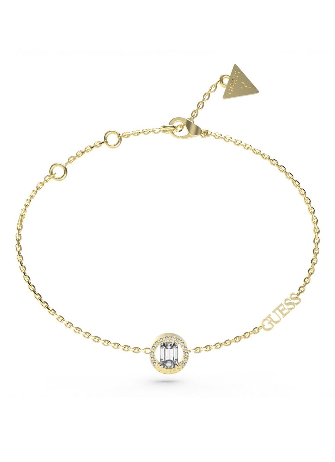 GUESS Schakelarmband met kristal JUBB04653JWYGS - voorkant goud