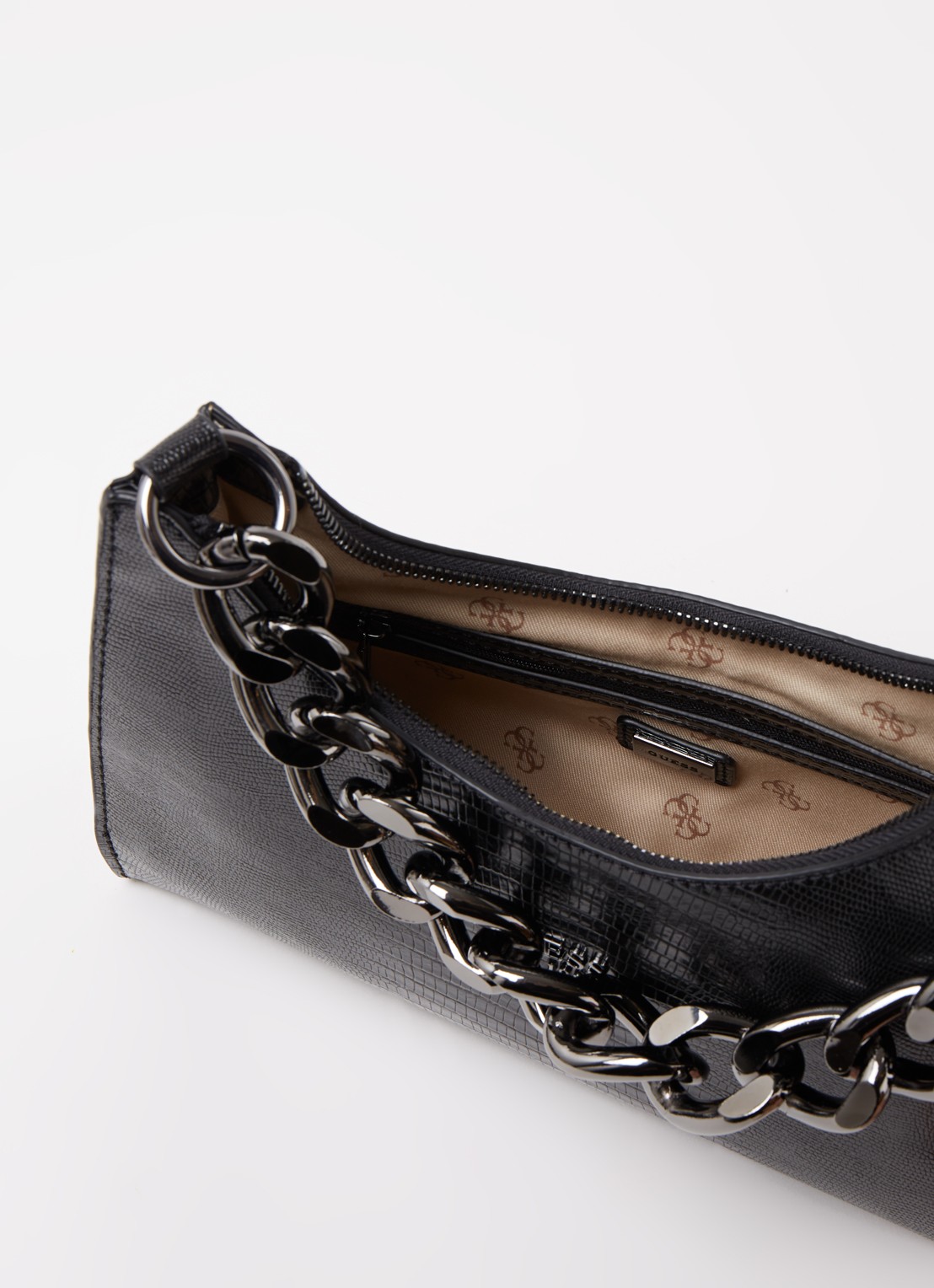 GUESS Tullia handtas met structuur - detail zwart