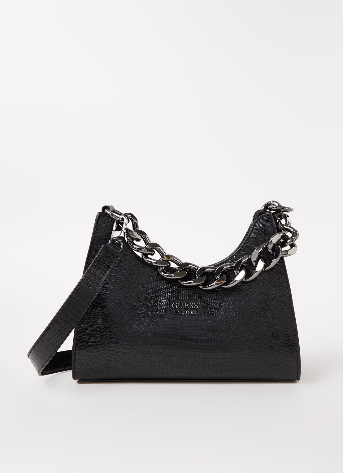 GUESS Tullia handtas met structuur - voorkant 4 zwart