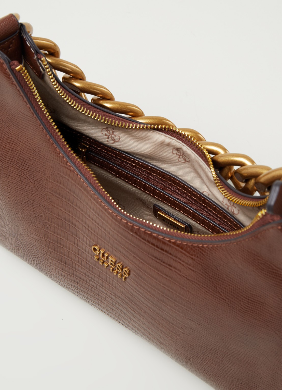 GUESS Tullia handtas met structuur - detail 2 bruin