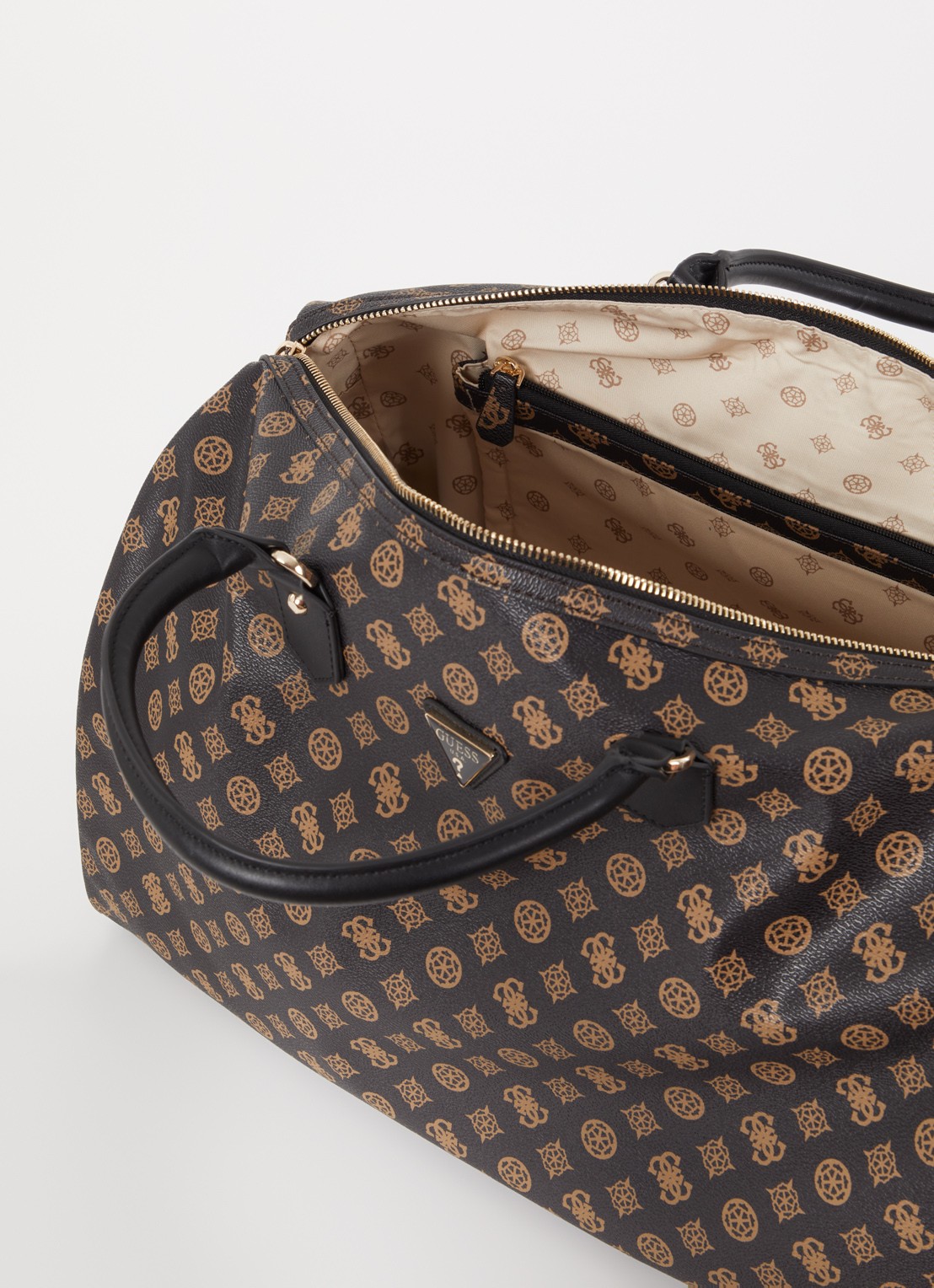 GUESS Wilder weekendtas met logoprint en afneembare schouderriem - detail 2 bruin