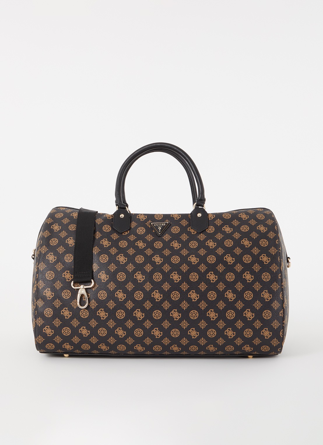 GUESS Wilder weekendtas met logoprint en afneembare schouderriem - voorkant 3 bruin