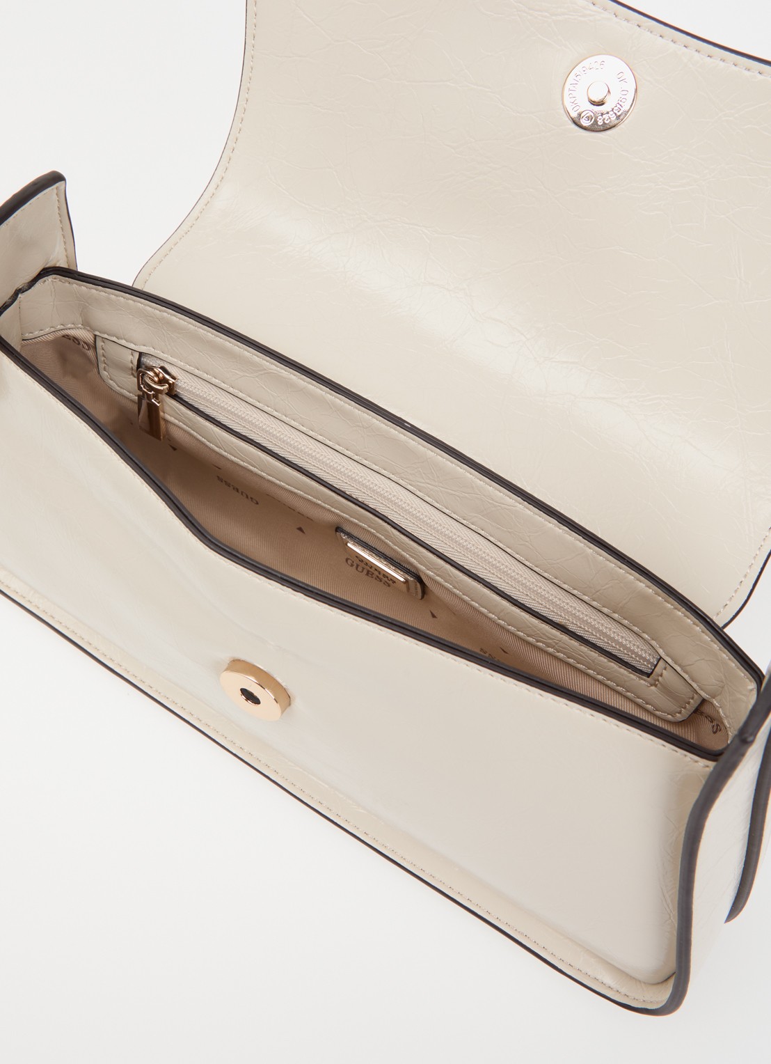 GUESS Xena schoudertas van leer - detail beige