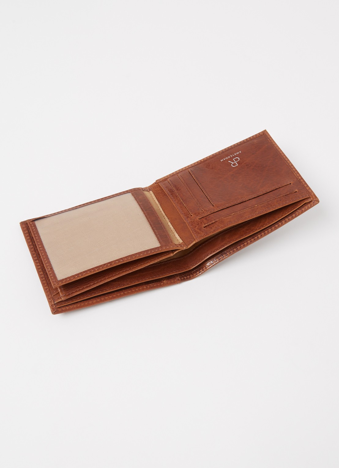 H.J. de Rooy Amsterdam Billfold portemonnee van leer - voorkant 2 cognac