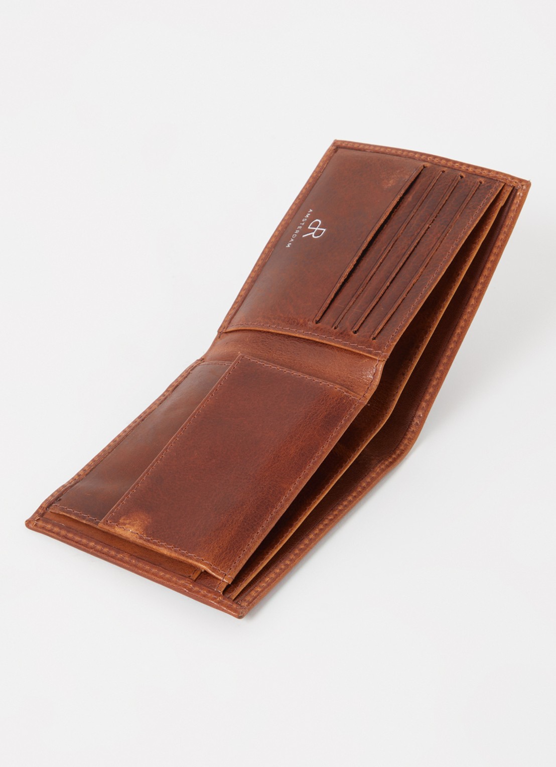 H.J. de Rooy Portemonnee van leer - voorkant 2 cognac