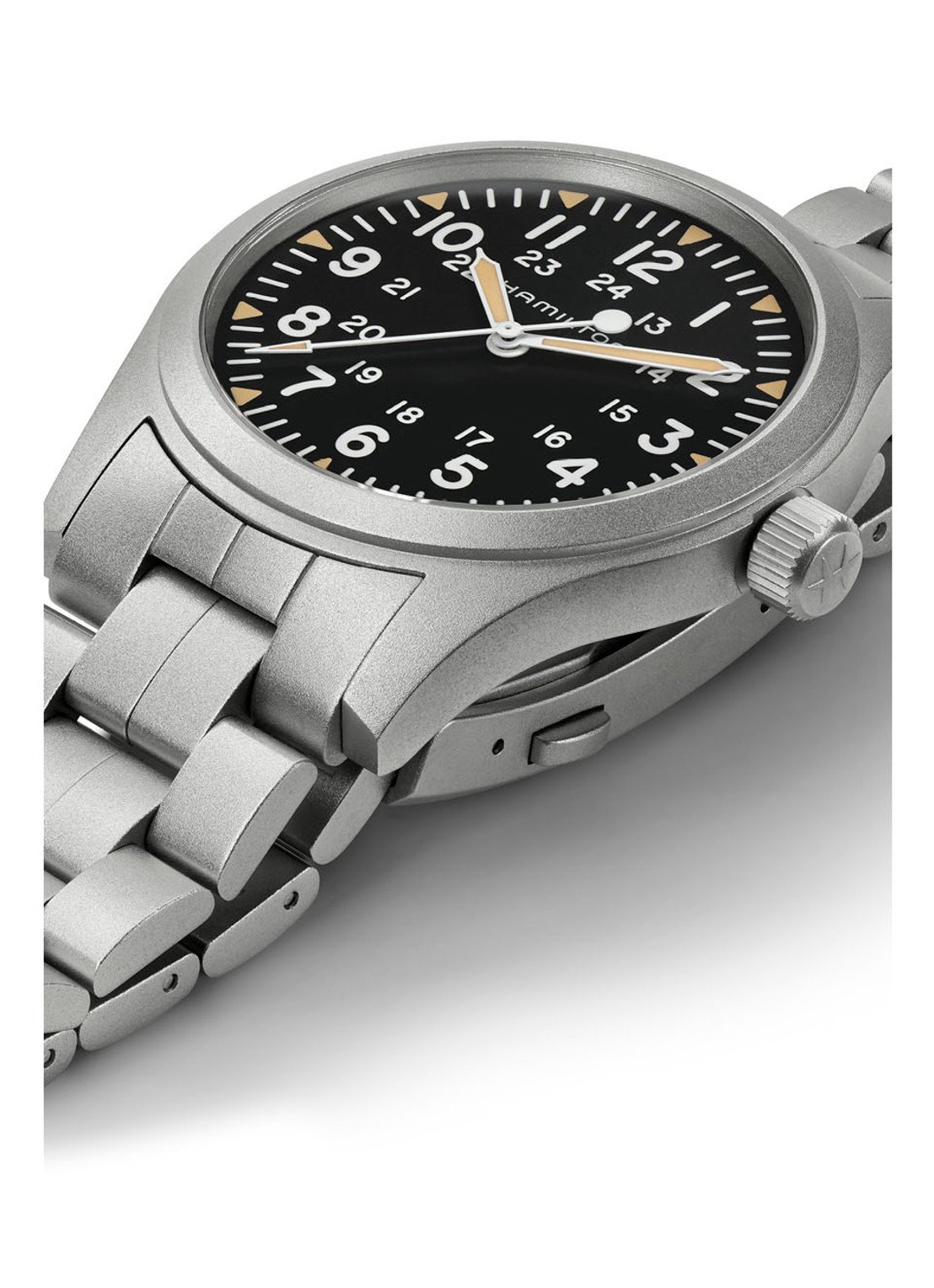 Hamilton Khaki Field horloge H69529133 - detail zilver
