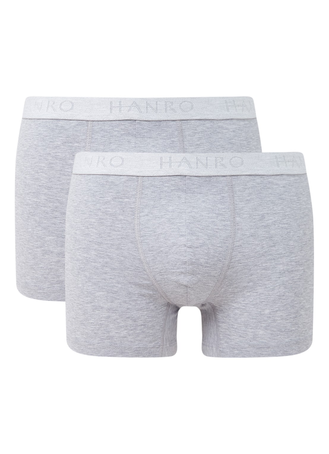 Hanro Cotton Essentials boxershorts in 2-pack - voorkant grijsmele