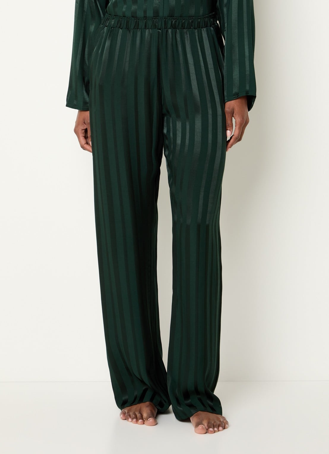Hanro Indra pyjamabroek met streepprint - detail 3 groen