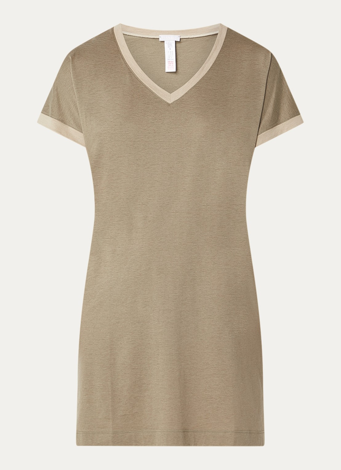 Hanro Laura nachthemd met V-hals - voorkant 3 khaki
