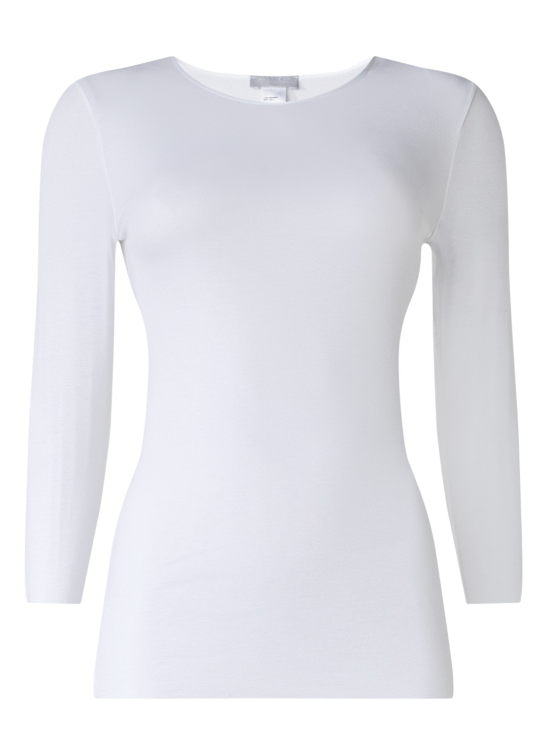 Hanro Naadloze longsleeve van katoen - voorkant 2 wit