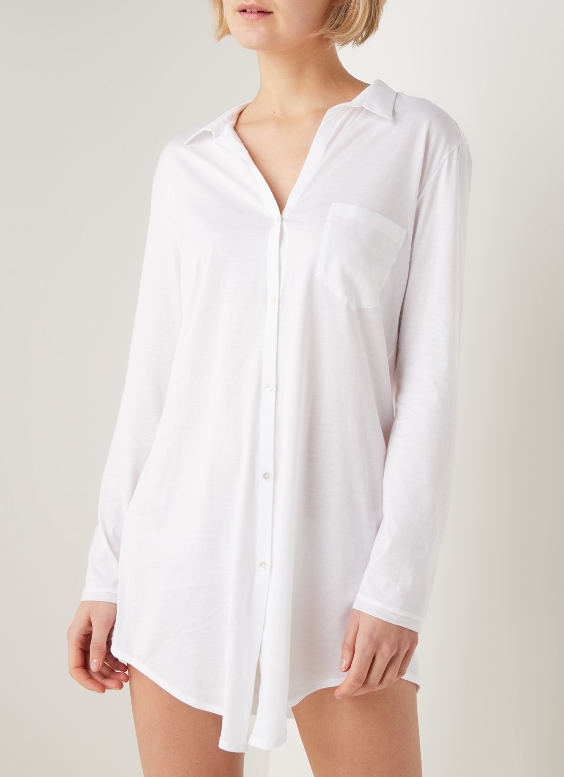 Hanro Nachthemd van jersey met borstzak - detail 3 wit