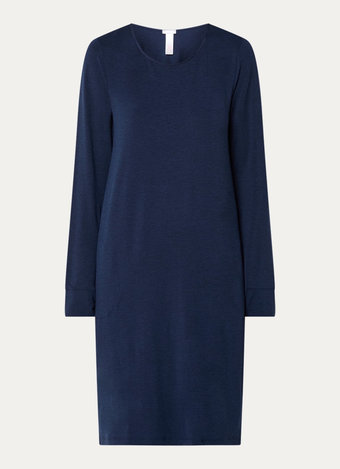 Hanro Natural Elegance nachthemd met steekzakken - voorkant 2 donkerblauw