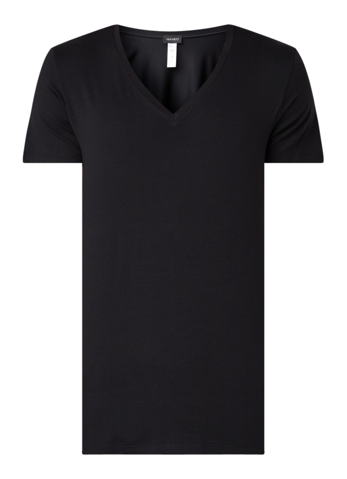 Hanro Pyjama T-shirt met V-hals - voorkant zwart
