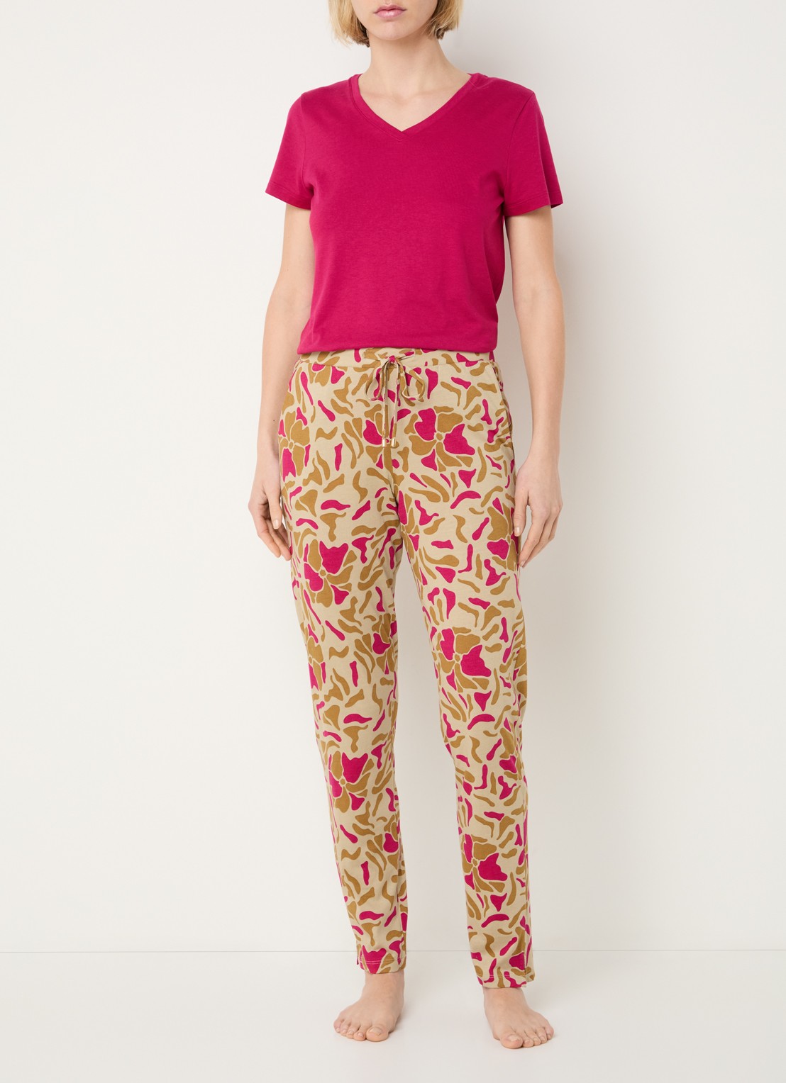 Hanro Pyjamabroek met trekkoord - voorkant 2 donkerbeige