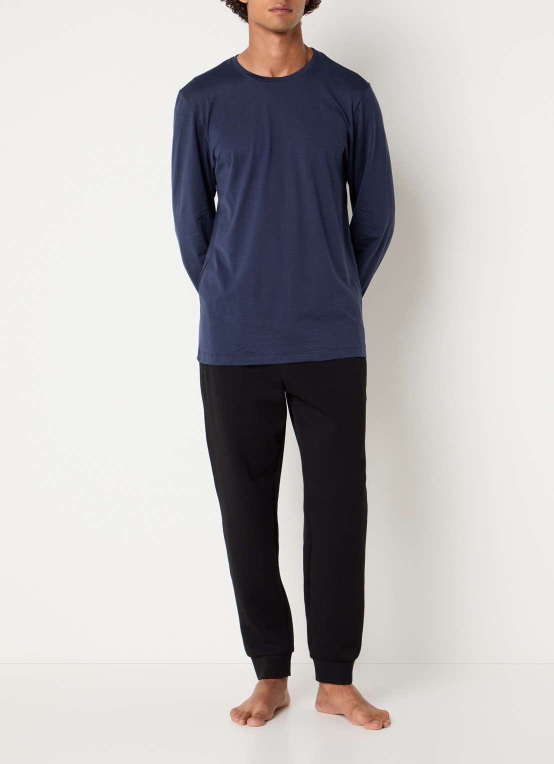 Hanro Pyjamatop met logo - voorkant 2 donkerblauw
