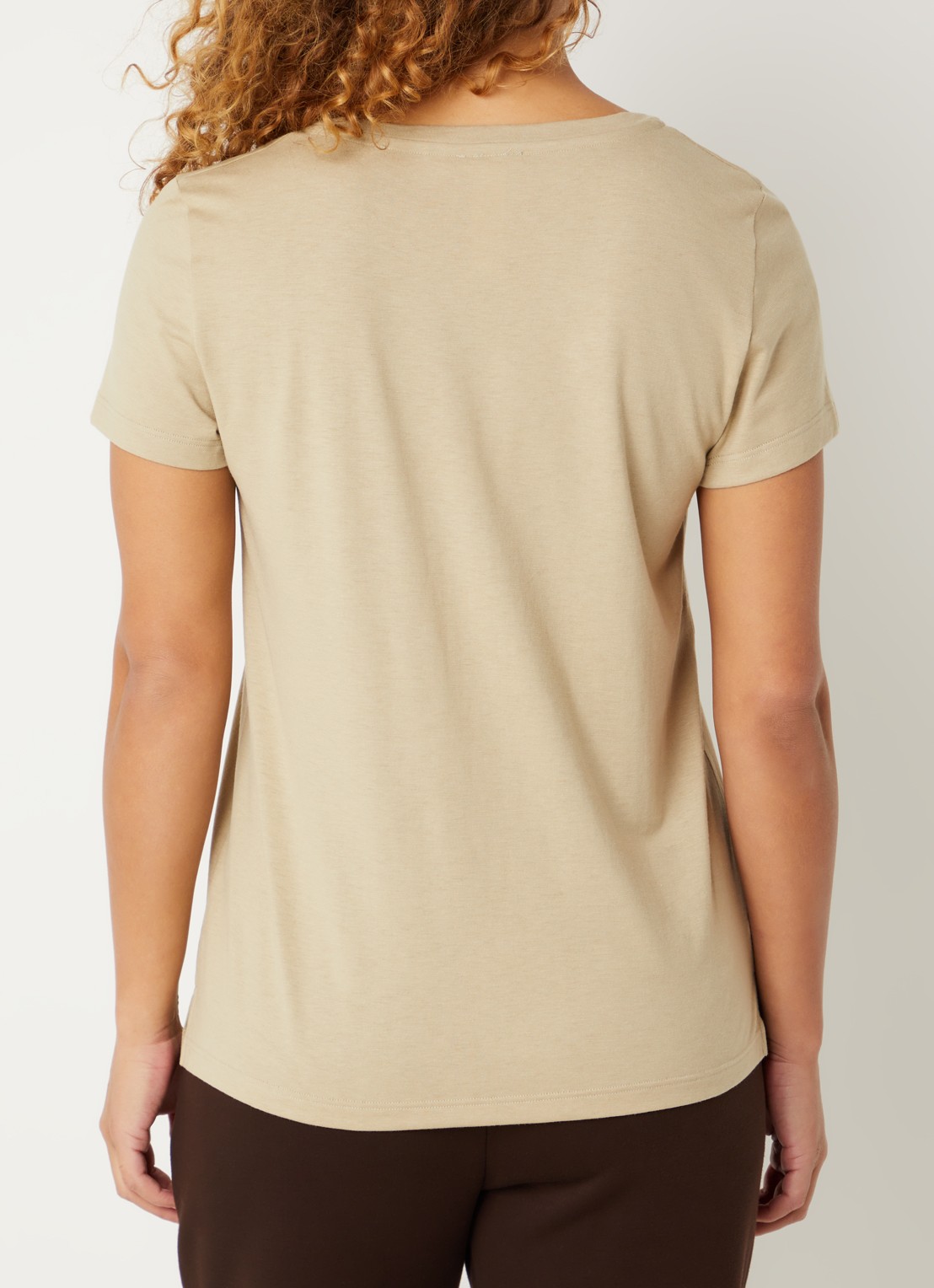 Hanro Pyjamatop met V-hals - achterkant 2 khaki
