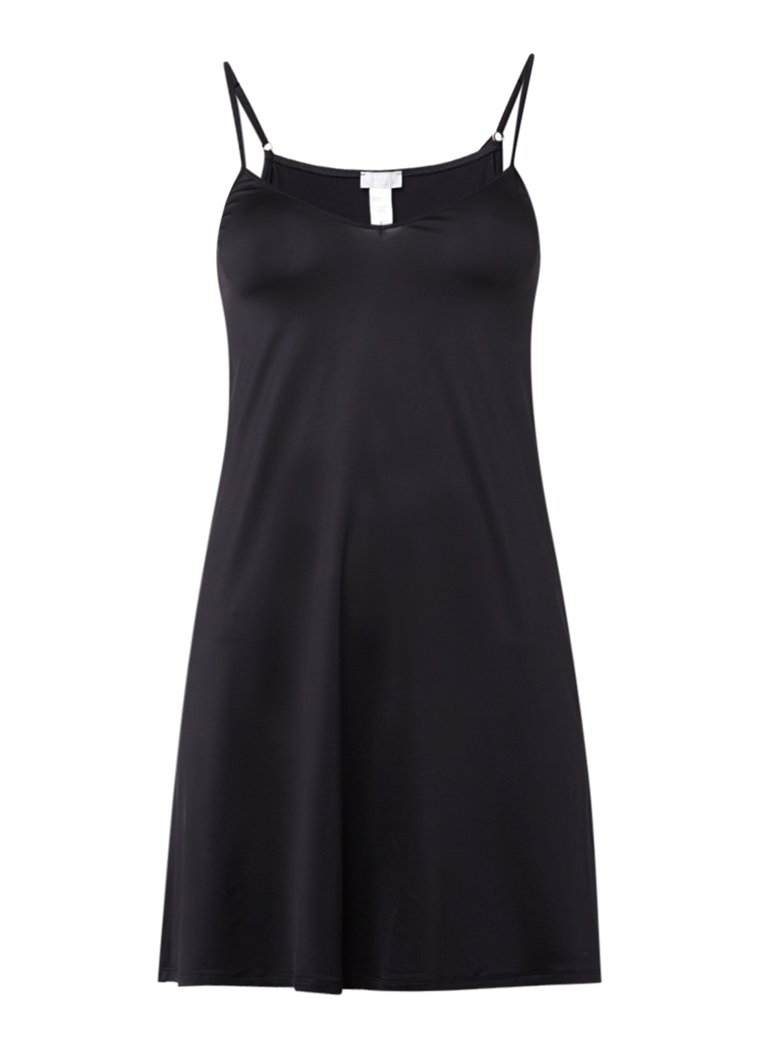 Hanro Satin Deluxe slipdress - voorkant zwart