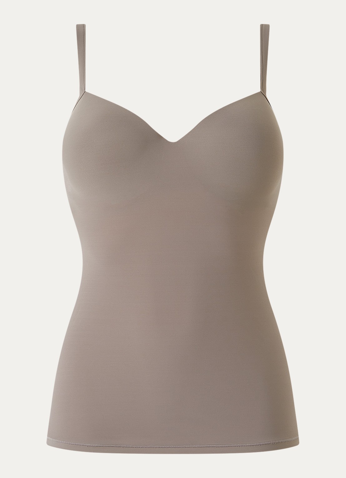 Hanro Singlet met voorgevormde cups en beugelondersteuning - voorkant taupe