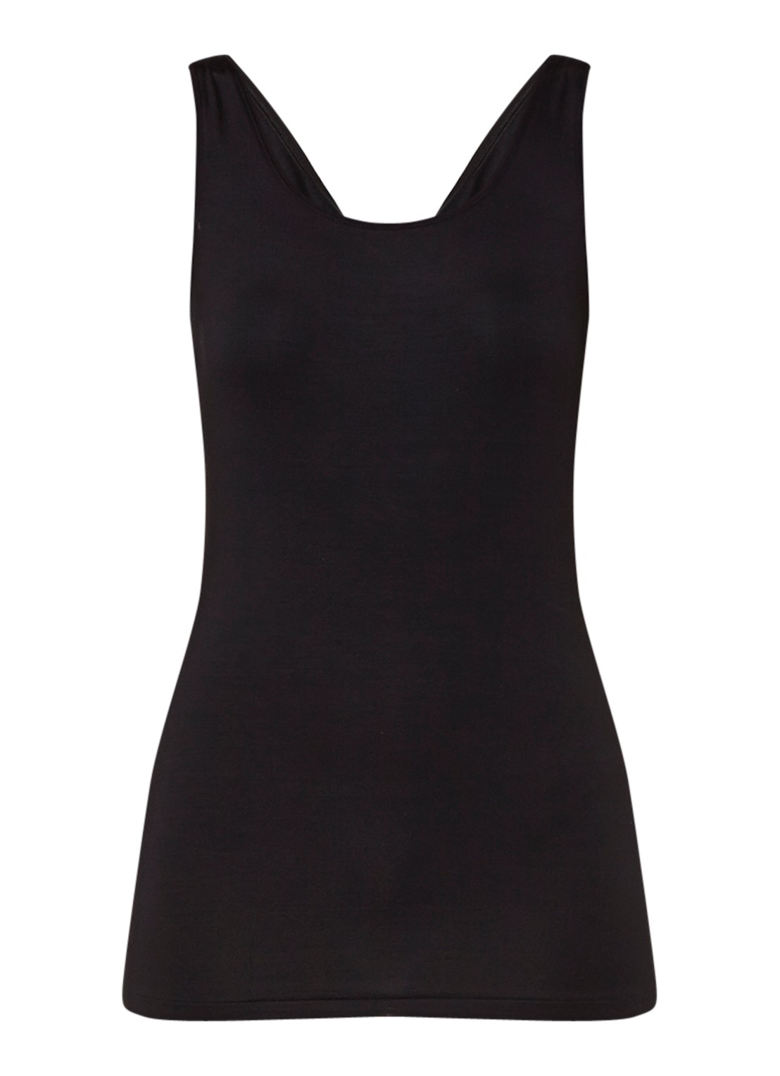 Hanro Soft Touch singlet met ronde hals - voorkant 2 zwart