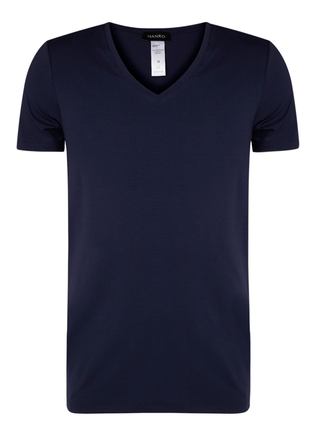 Hanro T-shirt met stretch en V-hals - voorkant 2 donkerblauw