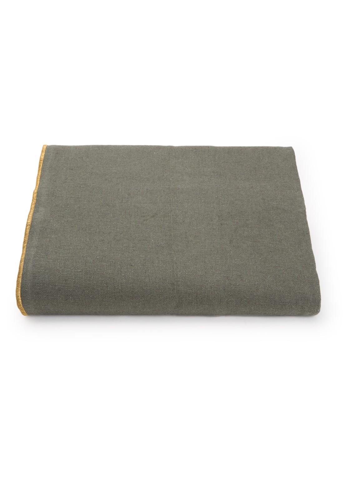 Haomy Verone tafelkleed van linnen 160 x 250 cm - voorkant olijfgroen
