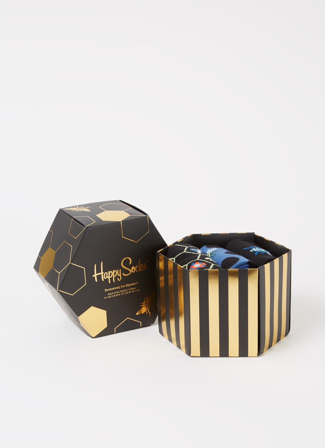 Happy Socks Sokken in 3-pack giftbox - voorkant 2 zwart