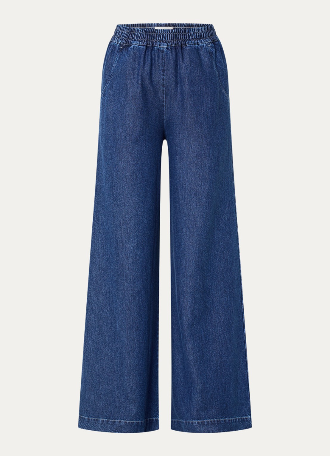 Harper high waist wide leg jeans  met elastische band en steekzakken - voorkant 3 indigo